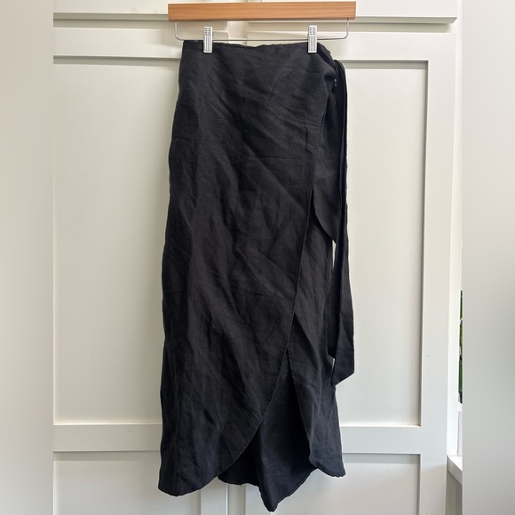 Reformation Citron Wrap Skirt Womens Medium Linen Tencel Side Slit - Picture 2 of 7